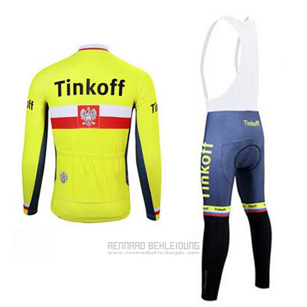 2017 Fahrradbekleidung Tinkoff Gelb Trikot Langarm und Tragerhose